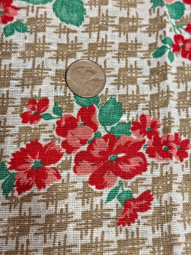 Vintage feed sack fabric pink - vintage,